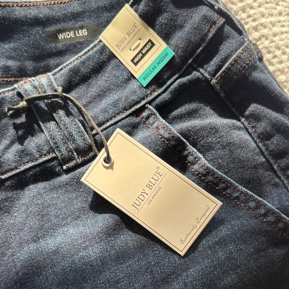 Judy Blue Multi Inseam "The Everly" Trouser Dark Wash Trouser Wide Leg Jeans